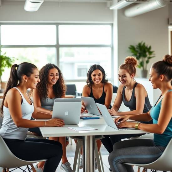 Diverse wellness business owners collaborating in a bright workspace. Diverse wellness business owners collaborating in a bright workspace.